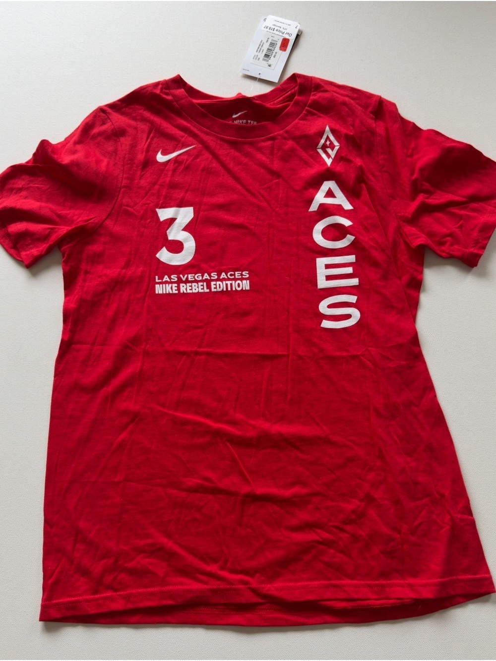 NWT Youth Nike Red Las Vegas Aces Graphic Tee with White Accents Size L (KB7)